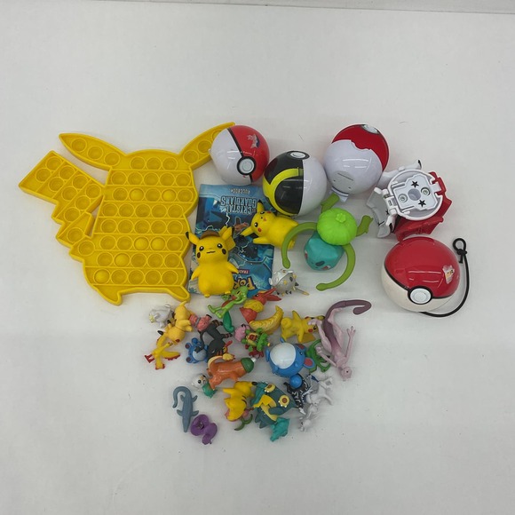 Nintendo Pokemon Mini Toy Figures Cake Toppers Pikachu Popit Fidget Toy Used - Picture 1 of 4